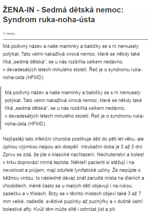 V MŠ  SEDMÁ DĚTSKÁ NEMOC