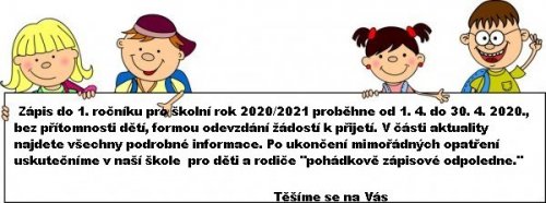 Informace k zápisu do 1. ročníku,postup při žádosti o odklad šk. doch. 